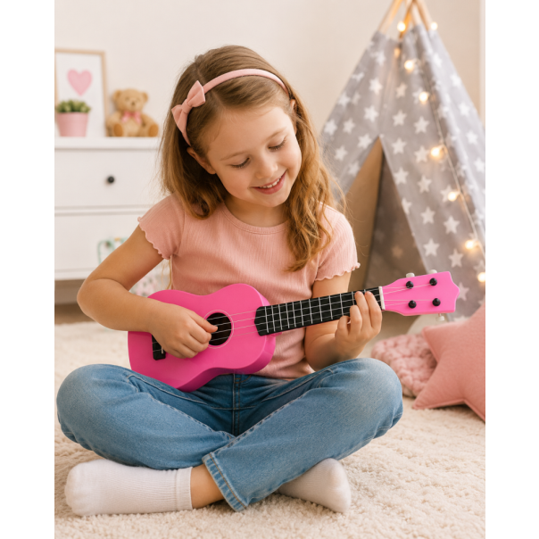 EDDY TOYS Dečji ukulele sa najlonskim žicama rozi 40cm - EP3174599