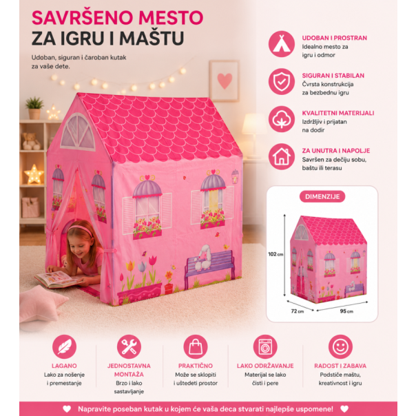 EDDY TOYS Šator za decu Princess 95x72x102cm - EP3174566