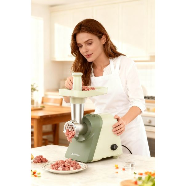 Deaktion električna mašina za mlevenje mesa 300W, sita 5mm i 7mm, zaštita od pregrevanja, pastelno zelena - R0131