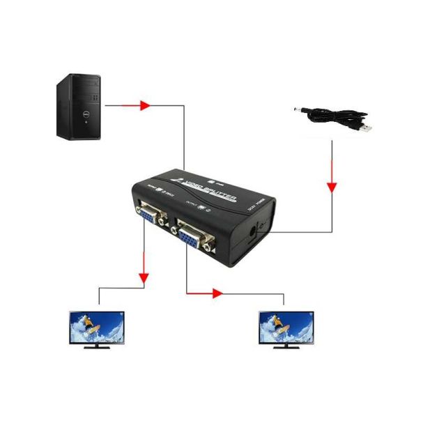 VELTEH VGA spliter 1/2 2 porta V-SP112 aktivni - 100-04