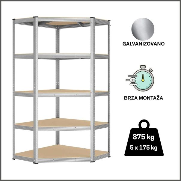ePRO metalna montažna polica SET 1 kom ugaona 180x70x30 + 2 kom standard 180x90x30, metal-drvo - EP3065119