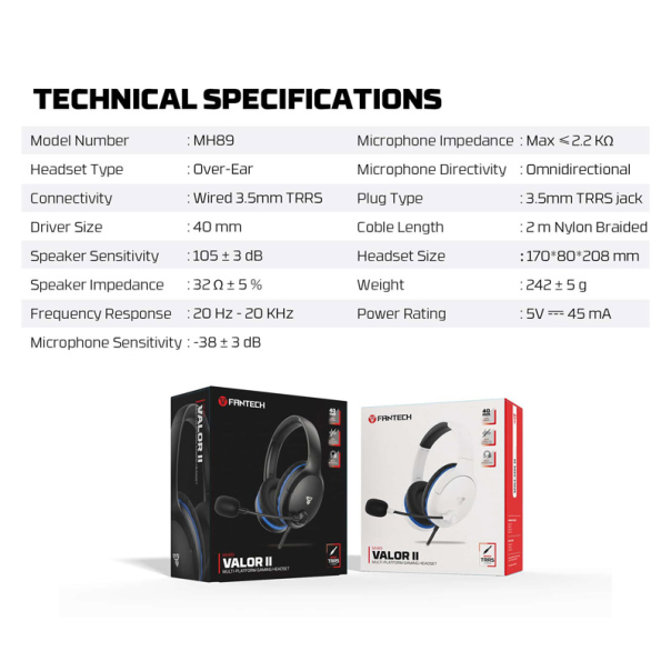 Slušalice Gaming Fantech MH86 Valor II crne - G221880