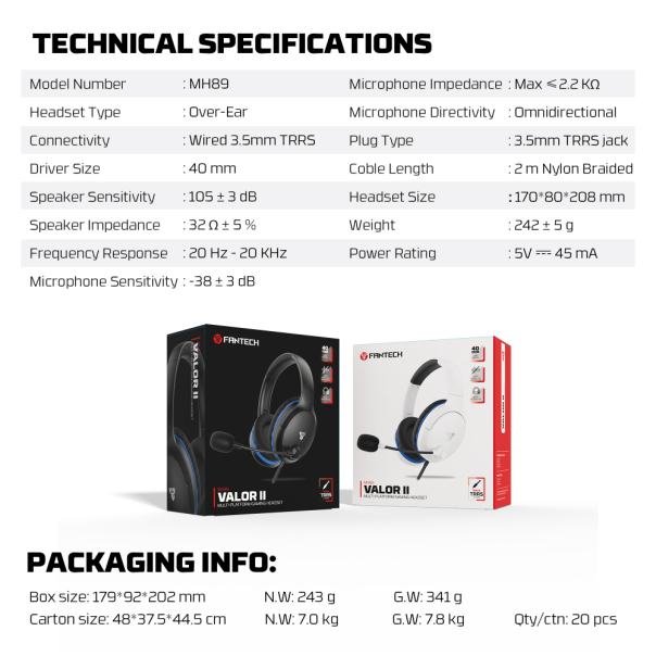 Slušalice Gaming Fantech MH89 Valor II crne - 221880