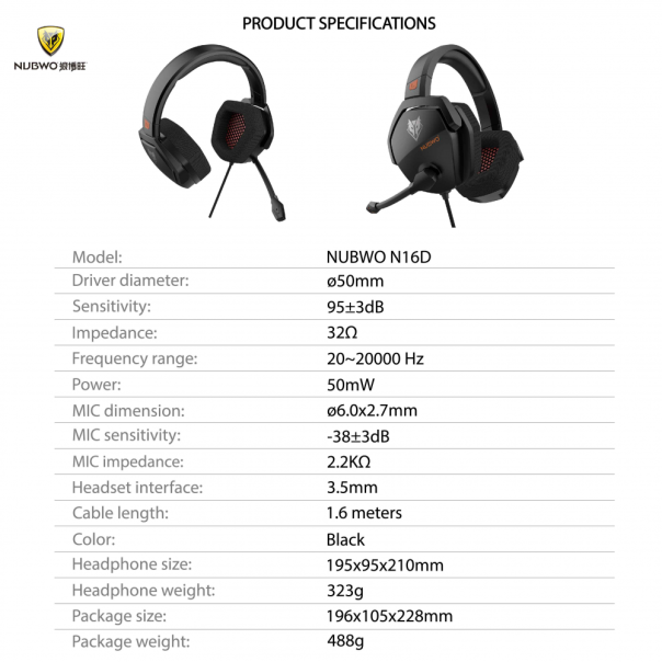 Slusalice Gaming Nubwo N16D 3.5mm crne - 204028