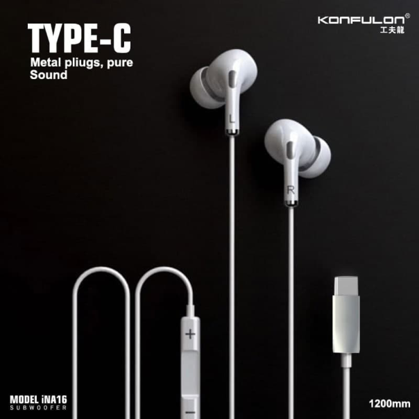 Slusalice KONFULON INA16 Type C bele - 99865