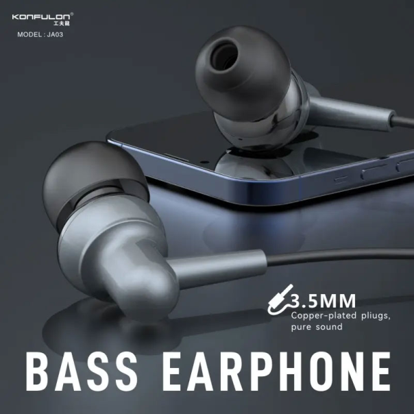 Slusalice KONFULON JA03 3.5mm crne 1.2m - 206353