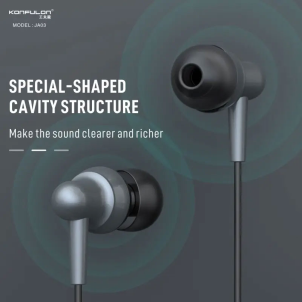 Slusalice KONFULON JA03 3.5mm crne 1.2m - 206353