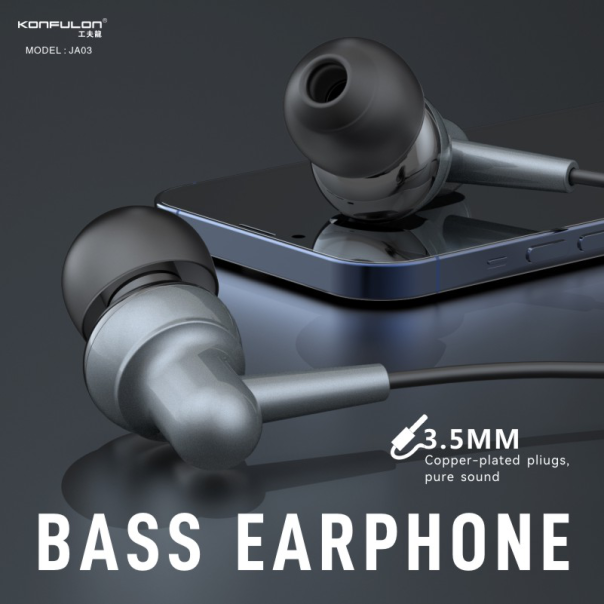 Slusalice KONFULON JA03 3.5mm srebrne 1.2m - 205923