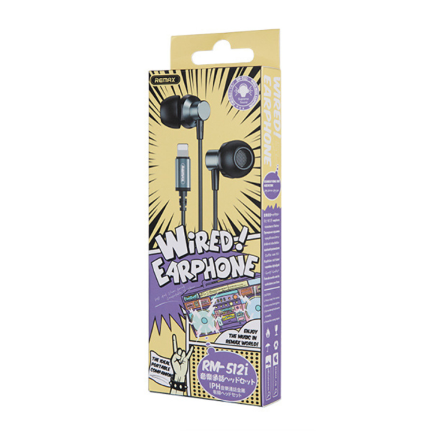 Slusalice REMAX RM-512i za iPhone lightning crne - 208952