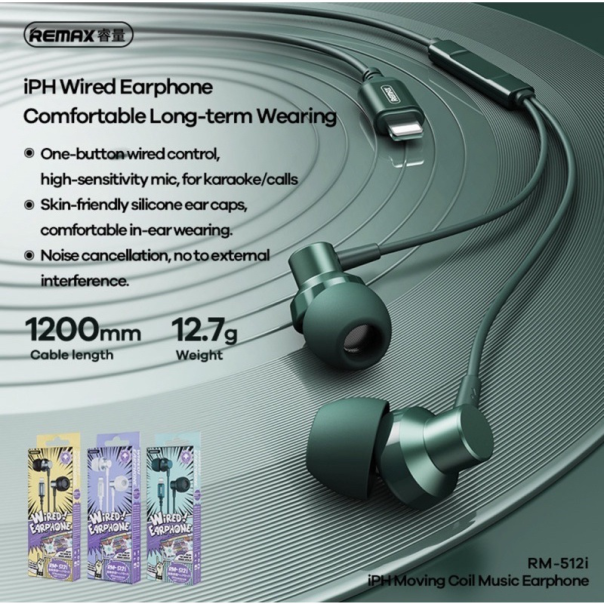 Slusalice REMAX RM-512i za iPhone lightning sive - 99871