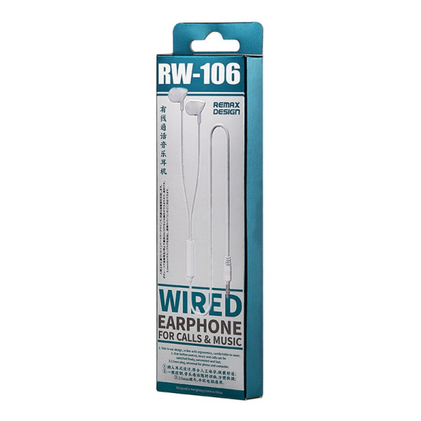 Slusalice REMAX Wired RW-106 3.5 mm bele - 202845