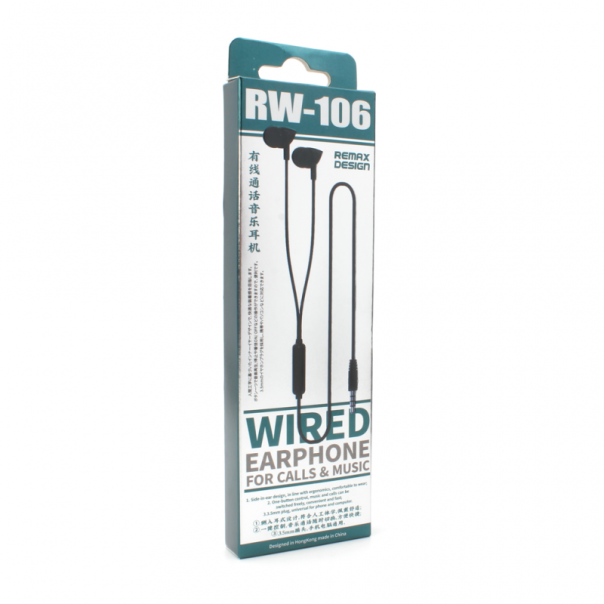 Slusalice REMAX Wired RW-106 3.5 mm crne - 78263