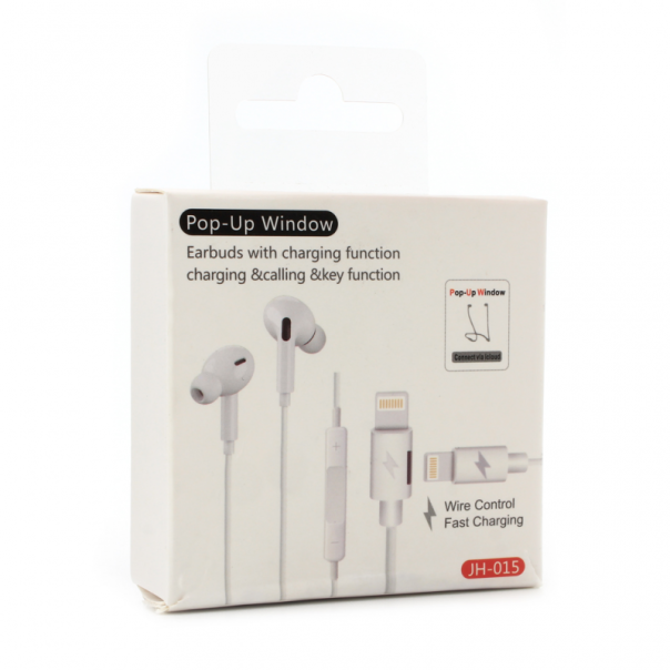 Slusalice sa adapterom za punjenje JH-015 za iPhone lightning bele - 91048
