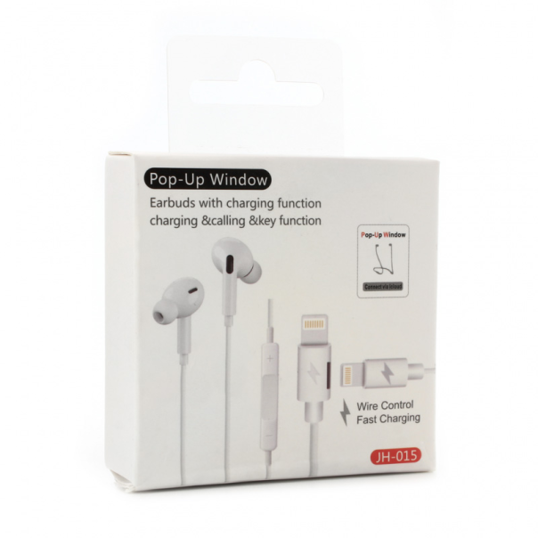 Slusalice sa adapterom za punjenje JH-015 za iPhone lightning bele HQ - 204515