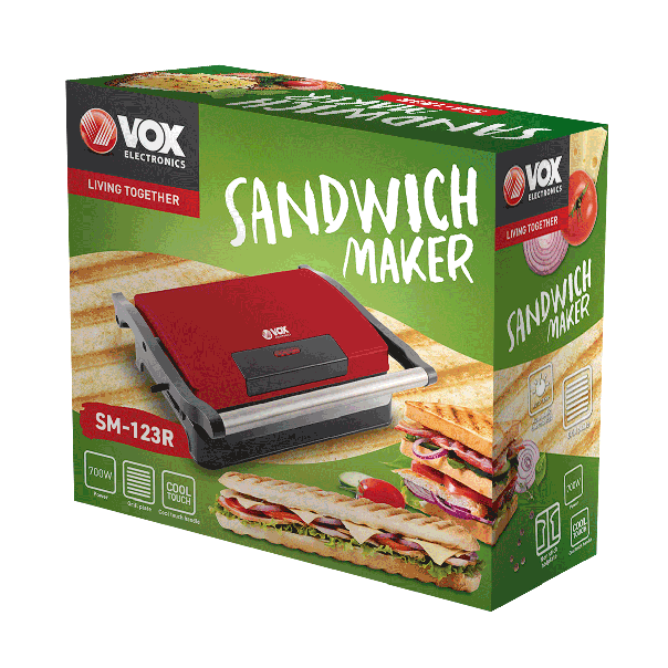 VOX Toster za sendviče SM 123R, crvena - 22983