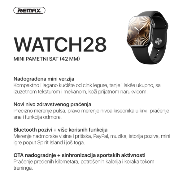 Smart watch REMAX Watch28 42mm crni - 224083