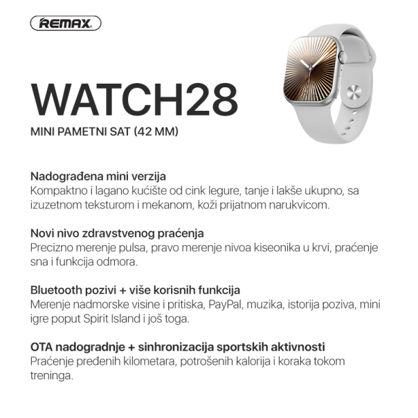 Smart watch REMAX Watch28 42mm sivi - 224084