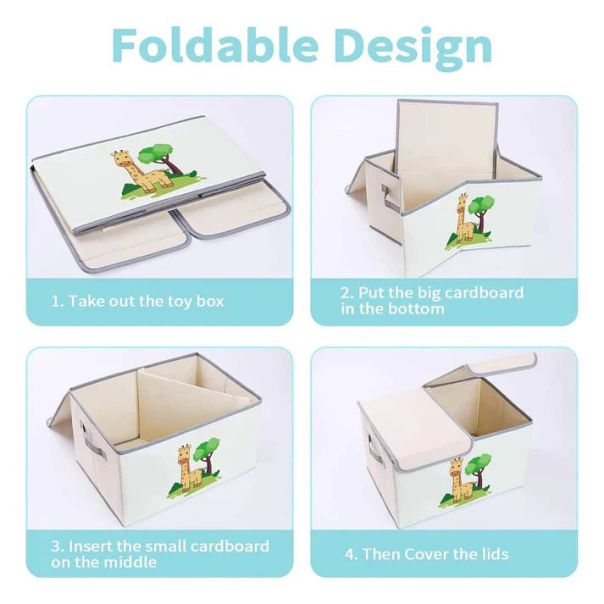 KINDER HOME Dve preklopne kutije za odlaganje sa poklopcem i ručkama bele - SN04