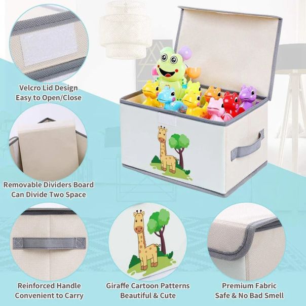 KINDER HOME Dve preklopne kutije za odlaganje sa poklopcem i ručkama bele - SN04