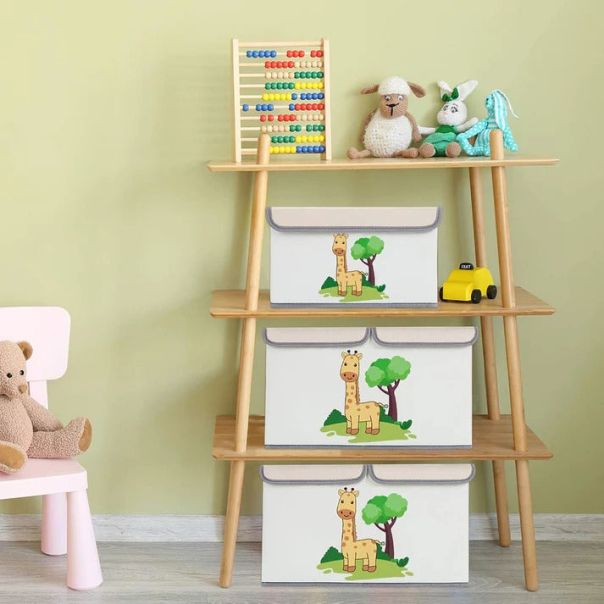 KINDER HOME Dve preklopne kutije za odlaganje sa poklopcem i ručkama bele - SN04