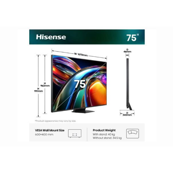 HISENSE Televizor 75UR9S,  ULED RGB Mini LED, 4K UHD , Smart TV - EP3132909