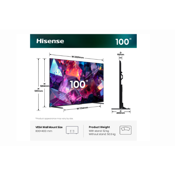 HISENSE Televizor 100E7S PRO , Hi-QLED ,4K UHD, Smart TV - EP3095362