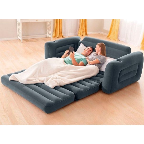 INTEX Sofa na naduvavanje 2u1, siva - 75176