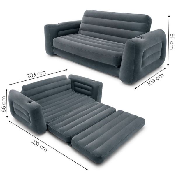 INTEX Sofa na naduvavanje 2u1, siva - 75176