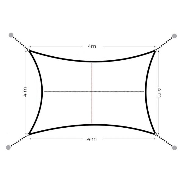 MODERNHOME Solarno kvadratno jedro za hlad 4x4m, siva - 19195G GRAY