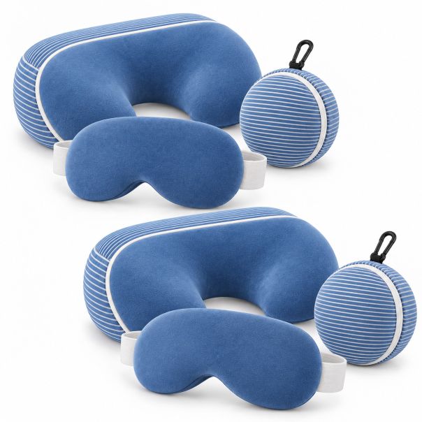Putni set za spavanje 2 u 1, jastuk za vrat i maska za oči, plavi x2 - EP3280365