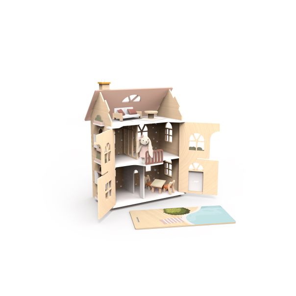 SPEEDY Monkey- Drvena kuća sa setom nameštaja i zekom - SP4000