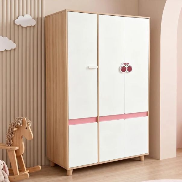 Dečiji ormar sa tri krila KINDER HOME CHERRY, sa policama, polugom za vešalice i 6 vrata - EP3228946