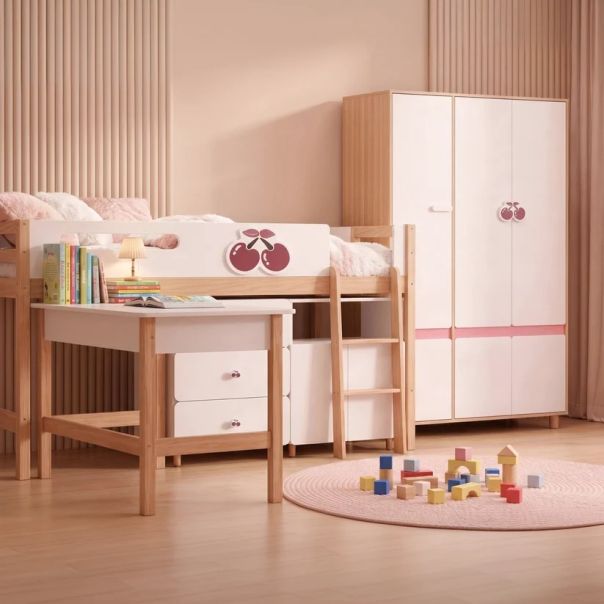 Dečiji ormar sa tri krila KINDER HOME CHERRY, sa policama, polugom za vešalice i 6 vrata - EP3228946
