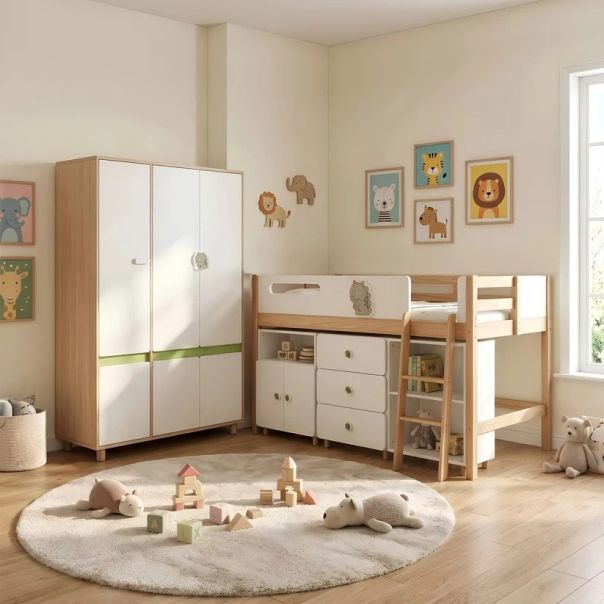 Dečiji ormar sa tri krila KINDER HOME DINO, sa policama, polugom za vešanje i 6 vrata - EP3228967