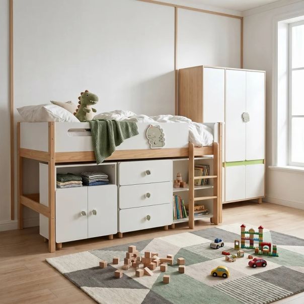 Dečiji ormar sa tri krila KINDER HOME DINO, sa policama, polugom za vešanje i 6 vrata - EP3228967