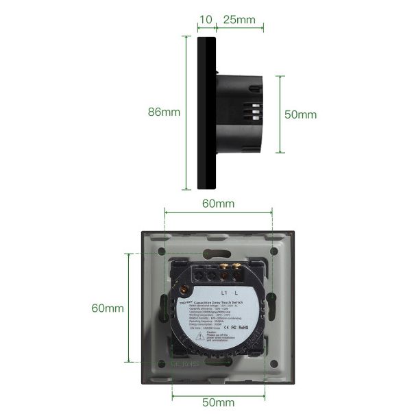 EXESHOP 1G2W 800W Crni (TOUCH SWITCH) - SS056