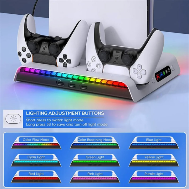 Stalak iPega PG-P5S006 multifunkcionalni RGB za PS5 SLIM/ PS5 Pro beli - 610779