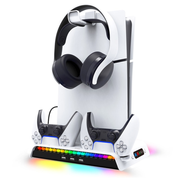 Stalak iPega PG-P5S006 multifunkcionalni RGB za PS5 SLIM/ PS5 Pro beli - 610779