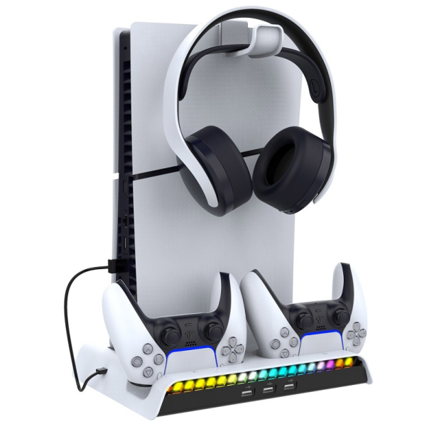 Stalak iPega PG-P5S006 multifunkcionalni RGB za PS5 SLIM/ PS5 Pro beli - 610779