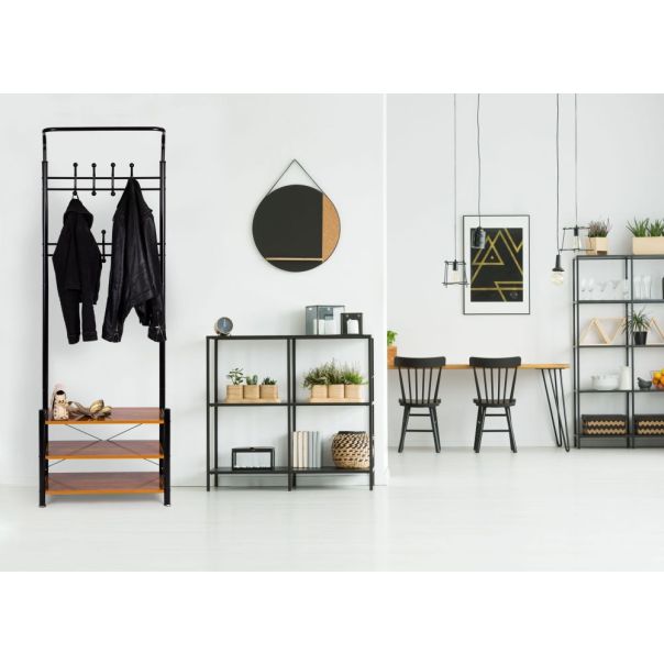 MODERNHOME Stalak za cipele i jakne sa policama - GH-202 BLACK