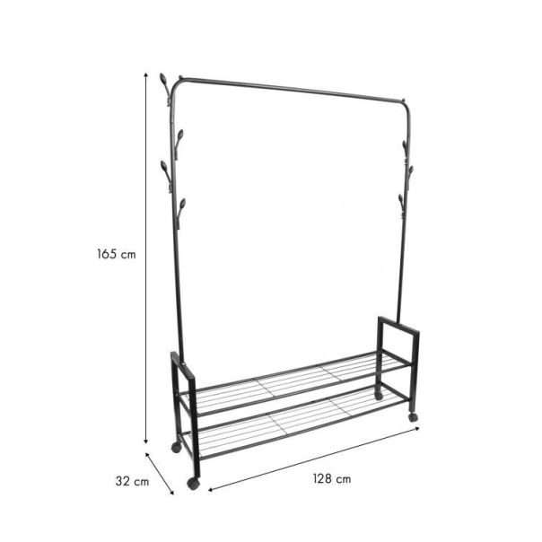 MODERNHOME Stalak za odeću sa dve police za obuću i točkićima - GH-203