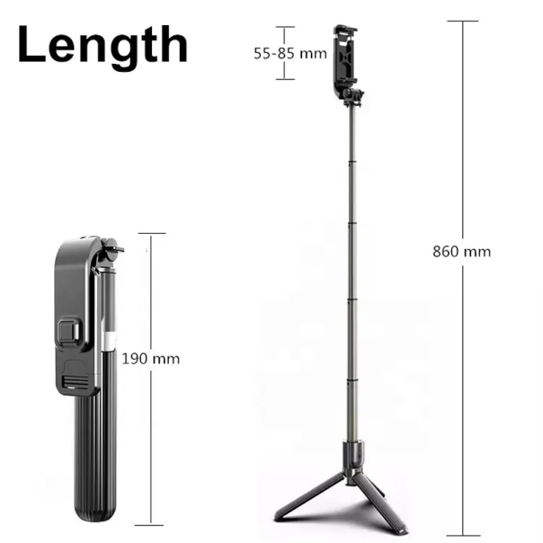 Stativ Tripod Wireless + Selfie Stick L03 (190-830mm) crni - 617497