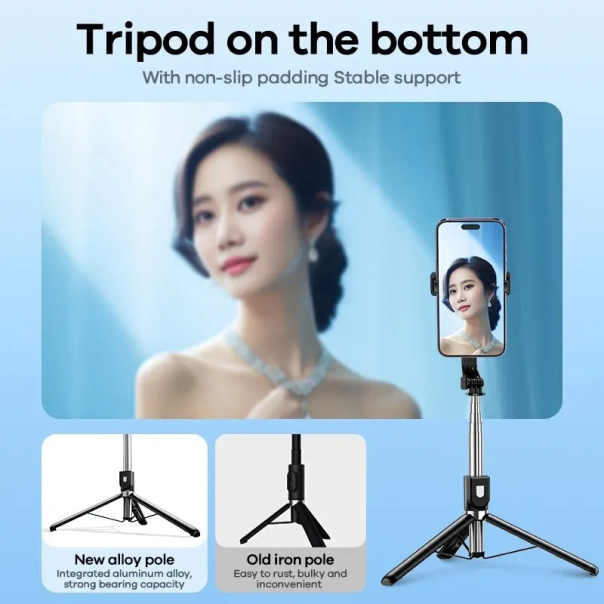 Stativ Tripod Wireless + Selfie Stick REMAX P17 1.3m crni - 620557