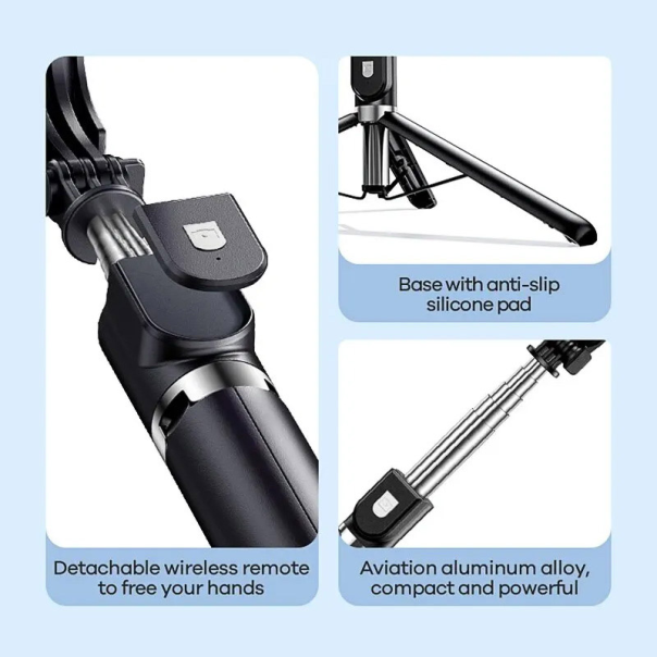 Stativ Tripod Wireless + Selfie Stick REMAX P17 1.3m crni - 620557