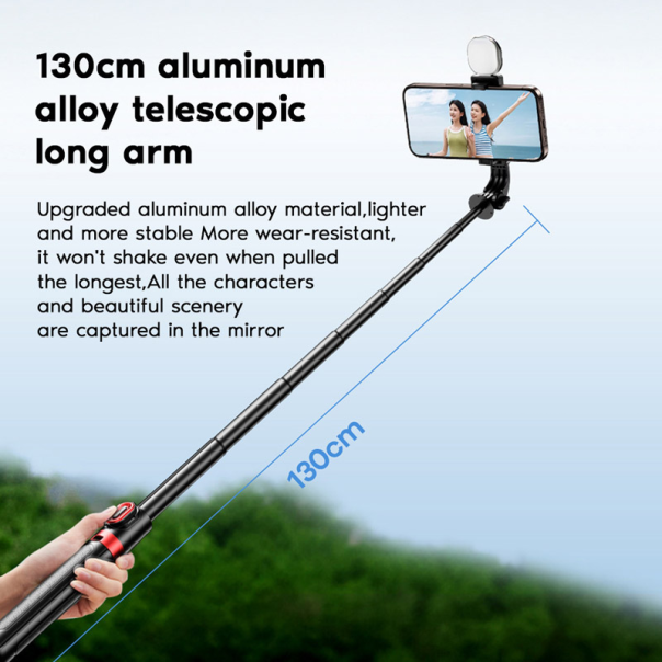 Stativ Tripod Wireless + Selfie Stick REMAX P60 1.3m crni - 620560
