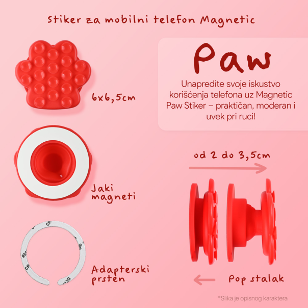 Stiker za mobilni telefon Magnetic Paw crni - 220895
