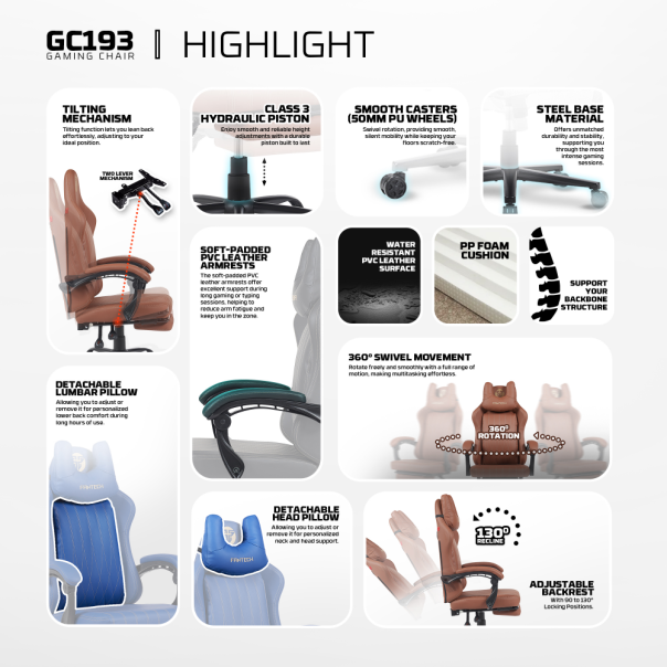 Stolica Gaming Fantech GC193 plava - 221884