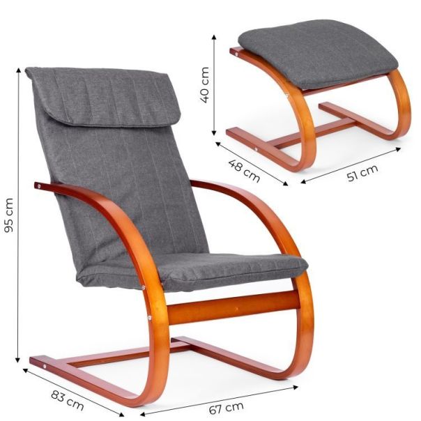 MODERNHOME Stolica za ljuljanje sa naslonom za noge walnut - TXWQM-31-6WAL