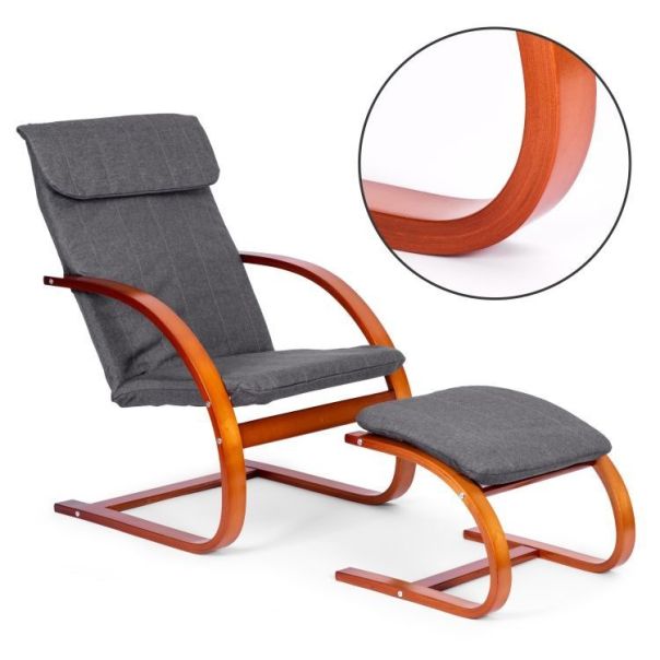 MODERNHOME Stolica za ljuljanje sa naslonom za noge walnut - TXWQM-31-6WAL