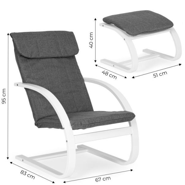 MODERNHOME Stolica za ljuljanje sa naslonom za noge white - TXWQM-31-6WHI